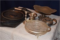 Vintage Pedestal Bowl, Teapot, Candle Holders,