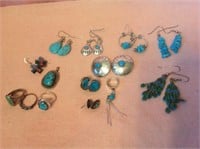 Lot Of Turquoise Sterling Silver Southwest Jewelry