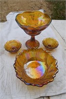 Carnival Glass Bowls & Candle Holders