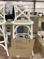 Cross Back Counter Stool 26 Inch Ivory