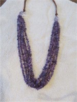 AMETHYST BEADED NECKLACE WITH STERLING SILVER