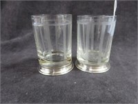 (2) STERLING SILVER AND ETCHED GLASS SHOT GLASSES