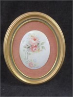 FRAMED HAND PAINTED PORCELAIN 13.5"T X 10.5"W