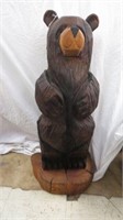 BLACK FOREST STYLE CARVED BEAR STATUE 34.5"T