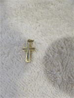18KT WHITE AND YELLOW GOLD CROSS CHARM .5"