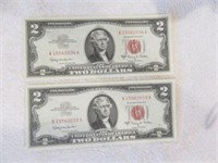 (2) $2 UNC. SILVER CERTIFICATES SERIES 1963A