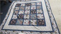 HANDMADE BLUE AND WHITE FLORAL QUILT