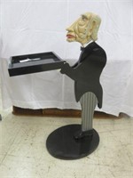 WOOD BUTLER FIGURE WITH TRAY 32.5"T