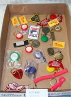 FLATBOX OF ADVERTISING KEYCHAINS