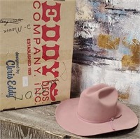 11 - BEAUTIFUL PINK CHRIS EDDY COWGIRL HAT 6 7/8