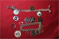 2 Sterling Charm Bracelets : 72 grams