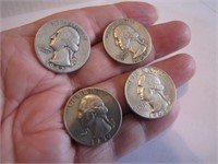 4 Silver Quarters 1942-1957D-1959D & 1963D