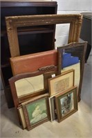 Antique Beveled Glass Mirror, Picture Frame &