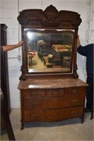 Victorian Marble Top Dresser & Mirror
