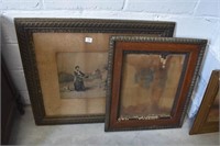 2 Antique Framed Pictures As Found