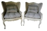 Pair Super Nice French Cane Wingback Armchairs