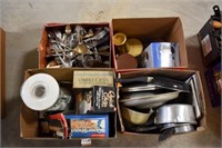 4 Boxes Pots, Pans & Silverware