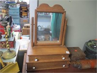 Vtg. 2 Drawer Pine Dresser Shaving Mirror-20T x