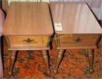 2 Formica Top End Tables w/Drawers 22"Tx17"Wx27"D