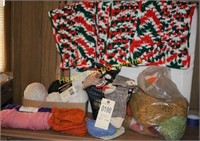 Various Colors Yarn, 3 Pr. Socks & Knitted Pcs.