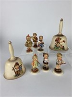 (2) Hummel Bells, (6) Figurines