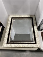 Vintage Framed Mirror, White Gold Rococo Style
