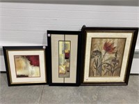 3 Framed Prints, Abstract and Floral