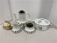 Retro Deco Myott Coffee Set, Nemadji Pottery Vase