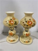 2 Vanity Boudior Lamps, Hand Painted Floral