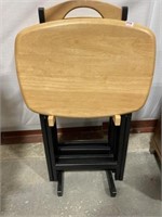 5 Piece Wood TV Tray Table Set