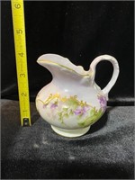 ANTIQUE HAND PAINTED IN FRANCE PITCHER