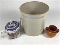 Pottery Jug, Pot, & London Teapot