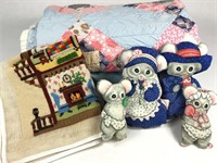Children's Quilt, Sheet, Mouse Dolls, & More