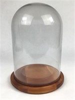 Glass Dome on Wood Base Display Cloche