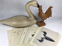 Decorative Swan, Rooster, & Bird Art Prints