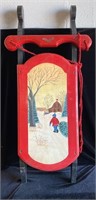 TOLE PAINTED SLED WINTER WALL HANGING