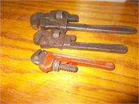 (3) Pipe Wrenches 10"/8"/6" & Stanley Adjustable
