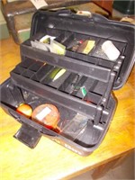 Poly Tackle Box w/Baits, Bobbers, Sinkers.