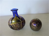 Art Glass Paperweight, Cobalt Blue Art Glass Vase