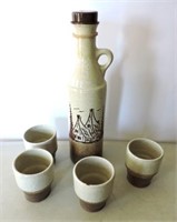 Stoneware Jug & Cups Signed By Artist