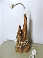 Folk Art Carved Lamp 21"T