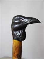 Carved Walking Stick W/ Crow Head