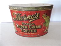 Thorne's Toffee Tin Can 9"Lx5"Wx6 1/2"T