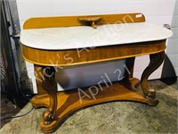 antique marble top 1/2 moon table