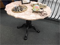 AESOMW ANTIQUE CAST IRON & ITALIAN MARBLE TABLE