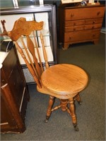 VINTAGE BALL & CLAW HIGH BACK PIANO STOOL