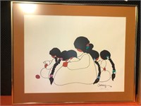 Signed Oils Native American Children Art