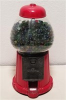 Vintage Metal & Glass Candy Machine Full O Marbles