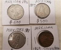 (4) !950s & 1960s Mexican Coins