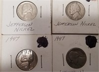 1939 & (3) 1940s Jefferson Nickels